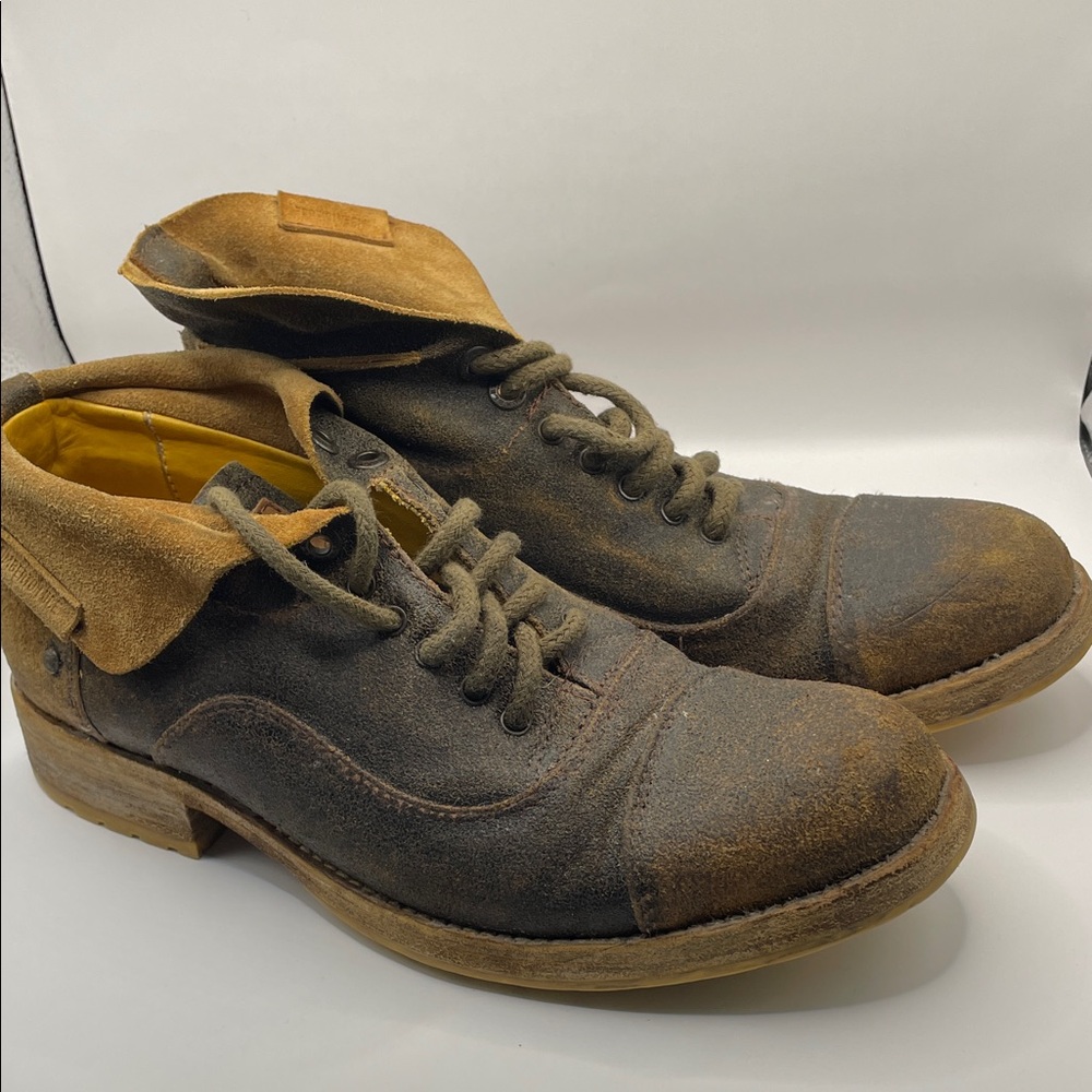 Umberto Luce - Classic Motorcycle Handmade Leather Boots - Brown / Golden - 8.5